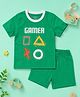 Be Awara Cotton Knit Half Sleeves Gamer Text Printed Tee & Shorts Set - Green