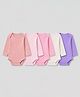 Babyhug 100% Cotton Interlock Knit Full Sleeves Solid Onesies Pack of 5 - Pink, Purple & Beige