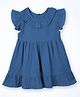 The Boo Boo Club 100% Cotton Muslin Woven Frill Sleeves Solid  Dress - Navy Blue