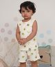 Cocoon Care Bamboo Knit Sleeveless Avocado Printed Coordinating Vest & Shorts Set - Cream