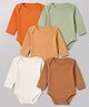 Babyhug 100% Cotton Knit Full Sleeves Solid Onesies Pack Of 5 - Light Green White & Orange
