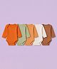 Babyhug 100% Cotton Knit Full Sleeves Solid Onesies Pack Of 5 - Light Green White & Orange