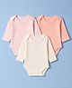 Babyhug 100% Cotton Interlock Knit Full Sleeves Onesies Pack of 3 - White, Pink & Peach