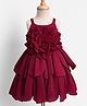Mark & Mia Woven Sleeveless Knee length Party Frock With Floral Applique - Maroon