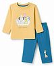 Tango Single Jersey Knit Full Sleeves T-Shirt & Pant Set With Animal Print- Mustard