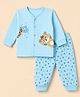 Tango Interlock Knit Full Sleeves T-Shirt & Pyjama Night Suit with Cub & Paw Print - Sky Blue