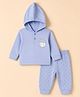 Tango Interlock Knit Full Sleeves Hooded T-Shirt & Pyjama Night Suit with Moon & Elephant Print - Light Blue
