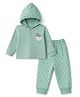 Tango Interlock Knit Full Sleeves Hooded T-Shirt & Pyjama Night Suit with Moon & Elephant Print - Sea Green