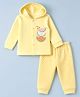 Tango  Fleece Knit Full Sleeves Hooded T-Shirt & Pyjama Winter Wear Night Suit with Polka Dots & Watermelon Print - Yellow