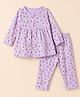 Tango Single Jersey Knit Full Sleeves Co-Ords Top & Pyjama Night Suit with Bunny & Floral Print - Purple