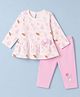 Tango Single Jersey Knit Full Sleeves Rabbit Printed Frock with Leggings - Light Pink