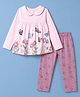 Tango Single Jersey Knit Full Sleeves Butterfly & Floral Printed Frock with Leggings - Light Pink