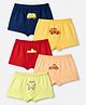 Doodle Poodle 100% Cotton Single Jersey Knit Trunks with Vehicles Pack of 5 - Yellow Red Black & Pink