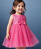 Babyhug Mesh Woven Sleeveless Sequinned Party Dress With Bow Applique - Pink