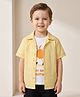 Rikidoos Cotton Woven Half Sleeves Leafy Printed Box Style Shirt With T-Shirt - Light Yellow