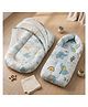 StarAndDaisy 2 in 1 Baby Sleeping Bag with Mosquito Net for Newborn Soft Breathable Cotton Sleeping Sack and Wrapper Foldable Baby Protection Bag for Infants 0 to 12 Months Elephant Print