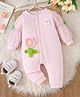 Mark & Mia Cotton Full Sleeves Winter Wear Romper With Floral Embroidery - Pink