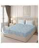 Morado Premium Glace Cotton Elastic Fitted Double Bedsheet with 2 Pillow Covers | 72x78x8 Inches | Soft & Breathable Fabric | Skin-Friendly, Durable & Comfortable for Everyday Use | Blue Floral Print