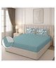 Morado Premium Glace Cotton Elastic Fitted Double Bedsheet with 2 Pillow Covers | 72x78x8 Inches | Soft & Breathable Fabric | Skin-Friendly, Durable & Comfortable for Everyday Use | Mint Flowers