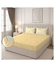 Morado Premium Glace Cotton Elastic Fitted Double Bedsheet with 2 Pillow Covers | 72x78x8 Inches | Soft & Breathable Fabric | Skin-Friendly, Durable & Comfortable for Everyday Use | Yellow Floral