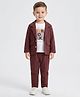 Rikidoos Embosis Hosiery Woven Full Sleeves Blazer With T-Shirt & Pant - Rose Gold