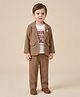 Rikidoos Embosis Hosiery Woven Full Sleeves Blazer With T-Shirt & Pant - Khaki