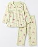 Babyhug Cotton Knit Full Sleeves Co-Ords Top & Pyjama Night Suit with Floral Print - Light Green