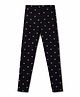 Pine Kids Cotton Lycra Knit Full Length Hearts Printed Leggings - Black