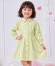 PURPLE UNITED KIDS Woven Full Sleeves Striped & Stone Embellished Shirt Style Dress - Light Green