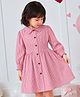 PURPLE UNITED KIDS Woven Full Sleeves Striped & Stone Embellished Shirt Style Dress - Red