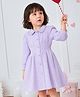 PURPLE UNITED KIDS Woven Full Sleeves Striped & Stone Embellished Shirt Style Dress - Lavender