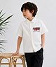 PURPLE UNITED KIDS Poplin Woven Half Sleeves Car Printed Shirt - White