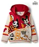 Pine Kids Disney 100% Cotton Knit Full Sleeves Hooded Sweatshirt With Mickey Mouse & Friends Graphic - Red