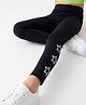Pine Kids Cotton Lycra Knit Full Length Star Printed Leggings- Black