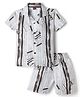 Radutu Cotton Woven Half Sleeves Printed Shirt & Shorts Co Ord Set - Green & White