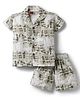 Radutu Cotton Woven Half Sleeves Printed Shirt & Shorts Co Ord Set with Tie & Dye Effect - Off White