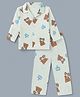 Evimo Single Jersey Knit Full Sleeves Co-Ords Shirt & Pyjama Night Suit with Bear Print - Light Green