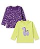 Doodle Poodle 100% Cotton Single Jersey Knit T-Shirts with Full Sleeves and Dinosaur Print Pack of 2 - Purple & Green