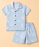 Radutu Cotton Woven Half Sleeves Printed Co-Ords Shirt & Shorts Set - Light Blue