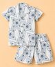 Radutu Cotton Woven Half Sleeves Floral Printed Co-Ords Shirt & Shorts Set - White & Navy Blue