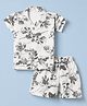 Radutu Cotton Woven Half Sleeve Shirt & Shorts Co-ords Set With Floral Print - White & Black