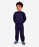 DECATHLON Domyos Cotton Knit Full Sleeves Solid Tracksuit - Navy Blue