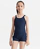  DECATHLON Sleeveless Solid Swimsuit - Navy Blue
