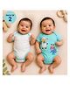 Vaanee Designz Cotton Knit Pack Of 2 Bee & Abstract Printed Onesie - Firozi