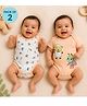 Vaanee Designz Cotton Knit Pack Of 2 Half Sleeves Toys & Animals Printed Onesies - Peach
