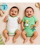 Vaanee Designz Cotton Knit Pack Of 2 Half Sleeves Toys & Animals Printed Onesies - Green