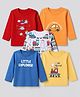 Doodle Poodle Single Jersey Knit 100% Cotton T-Shirts with Full Sleeves and Vehicles Print Pack of 5 - Yellow, Blue, Red, Orange & White