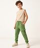 Pine Kids Cotton Knit Solid Full Length Lounge Pant in Olive Green