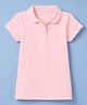 Doreme Cotton Knit Half Sleeves Solid Polo T-Shirt - Light Pink