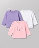 Babyhug Cotton Knit Full Sleeves T-Shirts with Polka Dots, Floral & Animal Print - Purple White & Pink